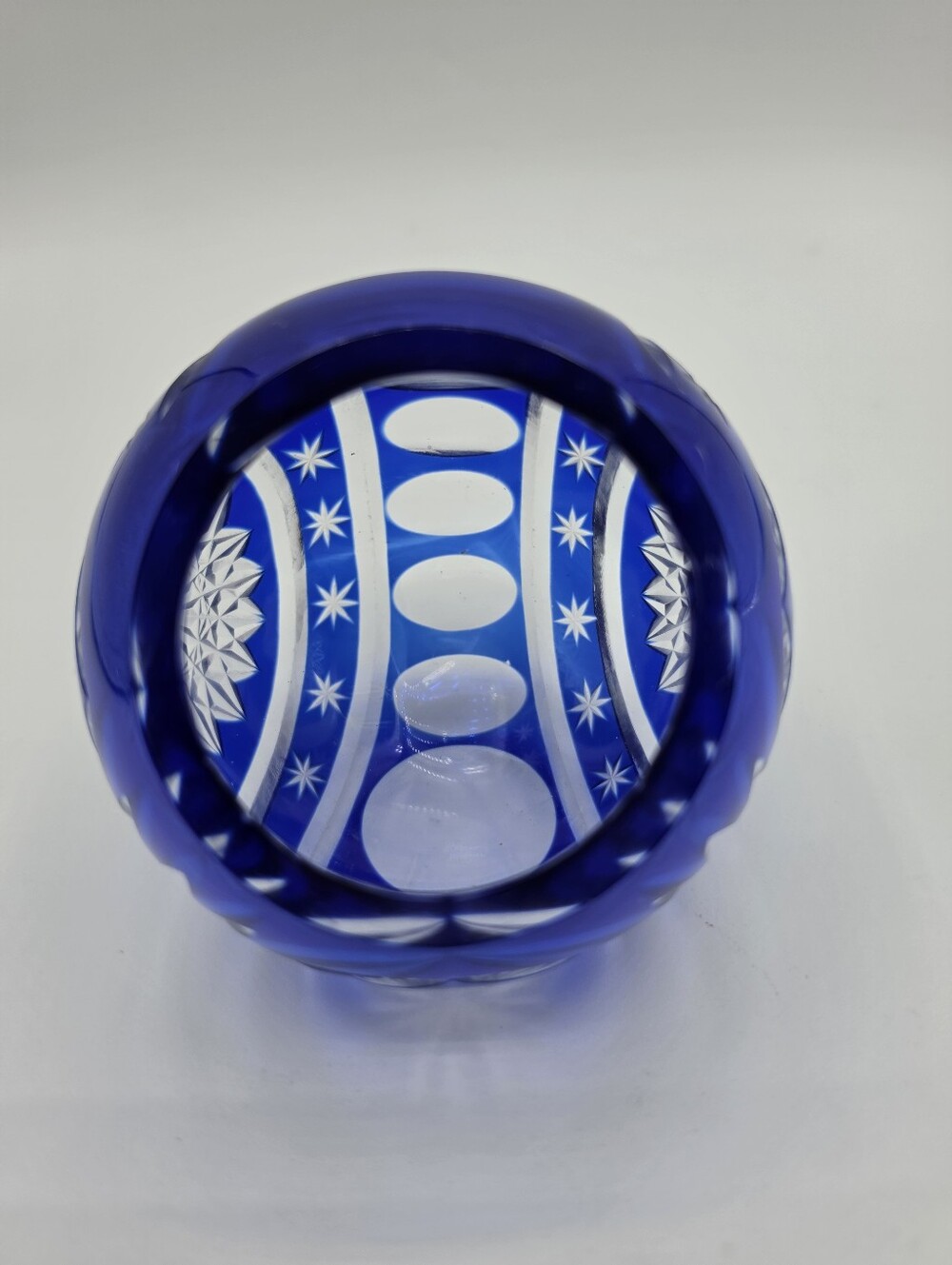 Cobalt Blue Cut Glass Decorative Bowl